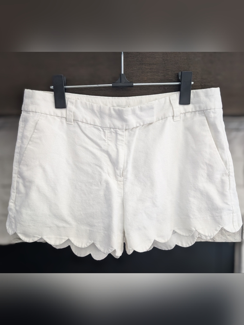 J. Crew Linen Cotton Blend Scallop Hem Shorts